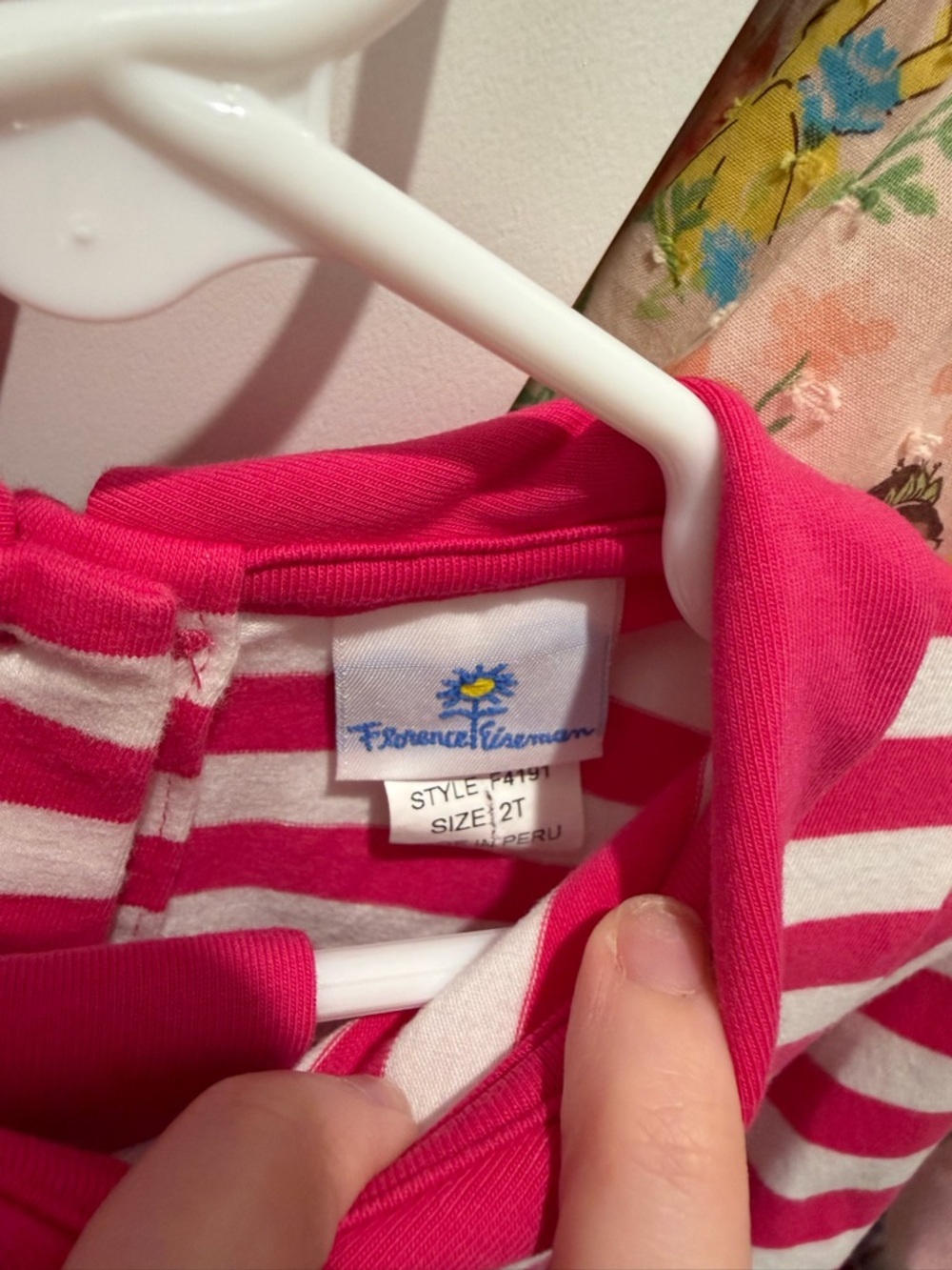 Florence Eiseman Pink & White Striped Long-Sleeve Top with Flower Appliqué - Picture 2 of 3